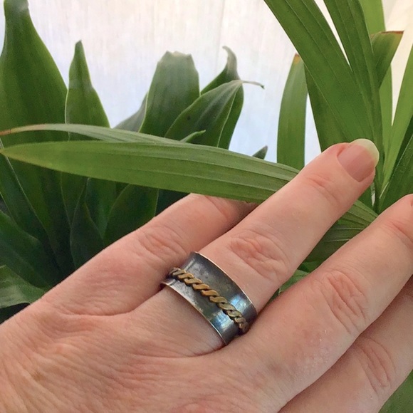Sterling Silver and brass meditation ring size 11 - Picture 3 of 3